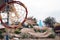 Dream catchers develop in the wind against the backdrop of the beach. A lot of space in the frame creates a feeling of calm and