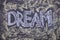 Dream. Chalk lettering on blackboard. Multi colored inscription