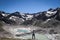 Dream come true for a boy with an athletic figure standing over the drained Finstertal dam near the village of Kuhtai in western