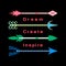 Dream, create, inspire concept Inspiration quote Motivational words Colorful tribal arrows set