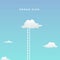 Dream high visual concept minimal design. cloud in the sky with tall ladder vector illustration