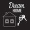 Dream house love Home. Black sign Vector illustration isolated on white background.