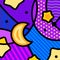 Dream lullaby moon crescent and star colorful retro pop art warhol style concept abstract background