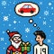 Dream about new car for xmas - retro pixel style vector illustration