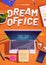 Dream office poster with workspace with laptop
