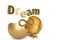 Dream sign with infinity symbol and break gold egg. 3D illustration.