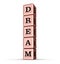 Dream Word Sign. Vertical Stack of Rose Gold Metallic Toy Blocks