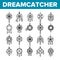 Dreamcatcher, Amulet Vector Thin Line Icons Set
