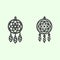 Dreamcatcher line and solid icon. Magic dream catcher ethnic ornament outline style pictogram on white background