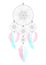 Dreamcatcher pink blue feathers white background. Native american indian.