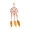 Dreamcatcher with three feathers. Vector clipart isolated