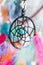 Dreamcatchers blowing in the wind in an Indian market