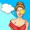 Dreaming attractive pin-up woman cartoon vector