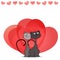 Dreaming cats. Valentine\'s card.