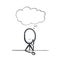 Dreaming and imagening. Thought bubble, cloud. Thinking of good memories. Hand drawn. Stickman cartoon. Doodle sketch, Vector