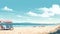 Dreamlike Beachscape: Minimalistic Vector Art Of La Route Des Cretes