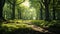 Dreamlike Forest Path With Lush Linden Trees In #00008b Style