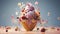 Dreamlike Ice Cream Cone With Mixed Flowers And Fruit