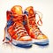 Dreamlike Illustration Of Bright Orange Sneakers