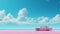 Dreamlike Pink Car On Azure Sea - Surrealist Wallpaper