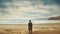Dreamlike Surrealist Landscape: Man Standing On Beach In 8k Resolution