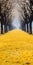 Dreamlike Surrealist Landscape: Path Covered In Yellow Leaves