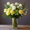 Dreamlike Verbena Arrangement: White And Yellow Roses In A Luxurious Vase