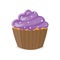 Dreamlike violet cupcake with stars from glaze. Vector Illustration.