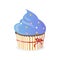 Dreamlike violet cupcake with stars from glaze. Vector Illustration.