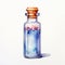 Dreamlike Watercolor Drawing Of Glass Bottle With Molecular Charm