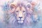 dreamlike watercolor lion print where the lion appears almost mystical