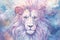 dreamlike watercolor lion print where the lion appears almost mystical