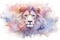 dreamlike watercolor lion print where the lion appears almost mystical