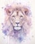 dreamlike watercolor lion print where the lion appears almost mystical