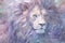 dreamlike watercolor lion print where the lion appears almost mystical