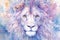 dreamlike watercolor lion print where the lion appears almost mystical