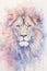 dreamlike watercolor lion print where the lion appears almost mystical