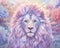 dreamlike watercolor lion print where the lion appears almost mystical