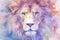 dreamlike watercolor lion print where the lion appears almost mystical