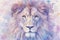 dreamlike watercolor lion print where the lion appears almost mystical