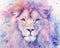 dreamlike watercolor lion print where the lion appears almost mystical
