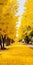 Dreamlike Yellow Trees Lining The Street: A Captivating Nature Scene