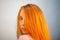 Dreammy portrait of gorgeous redhead woman in soft focus