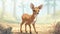 Dreamy Cartoon Realism: Cute Deer Cub Illustration In Studio Ghibli Style