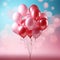 Dreamy celebration, pastel balloons on pink backdrop, 3D rendered, ample copy space