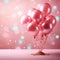 Dreamy celebration, pastel balloons on pink backdrop, 3D rendered, ample copy space