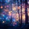 Dreamy Celestial Forest with Colorful Bokeh Lights