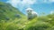 Dreamy Cheviot Toy Sheep In Studio Ghibli Style