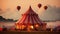Dreamy circus tent, aerostatic hot air ballons