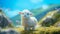 Dreamy Corriedale Sheep In Studio Ghibli Style
